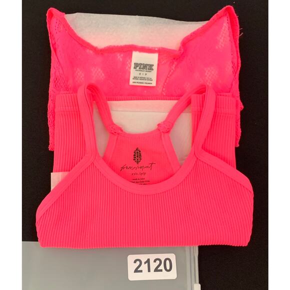 Lot of 2- Pink Victorias Secret - Free People Movement Womens Crop Tops XS Small - Picture 14 of 14